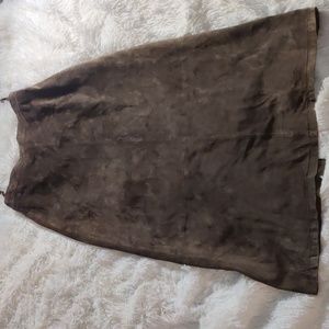 Stan Herman Elegant Brown Suede Maxi Skirt Size 12